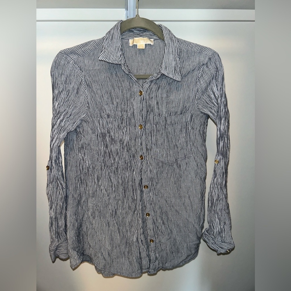 Michael Kors Blue and White Stripe Blouse